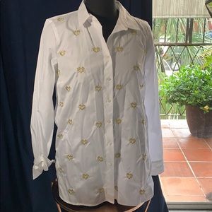 J. Crew Button Down Embroidered Hearts Shirt